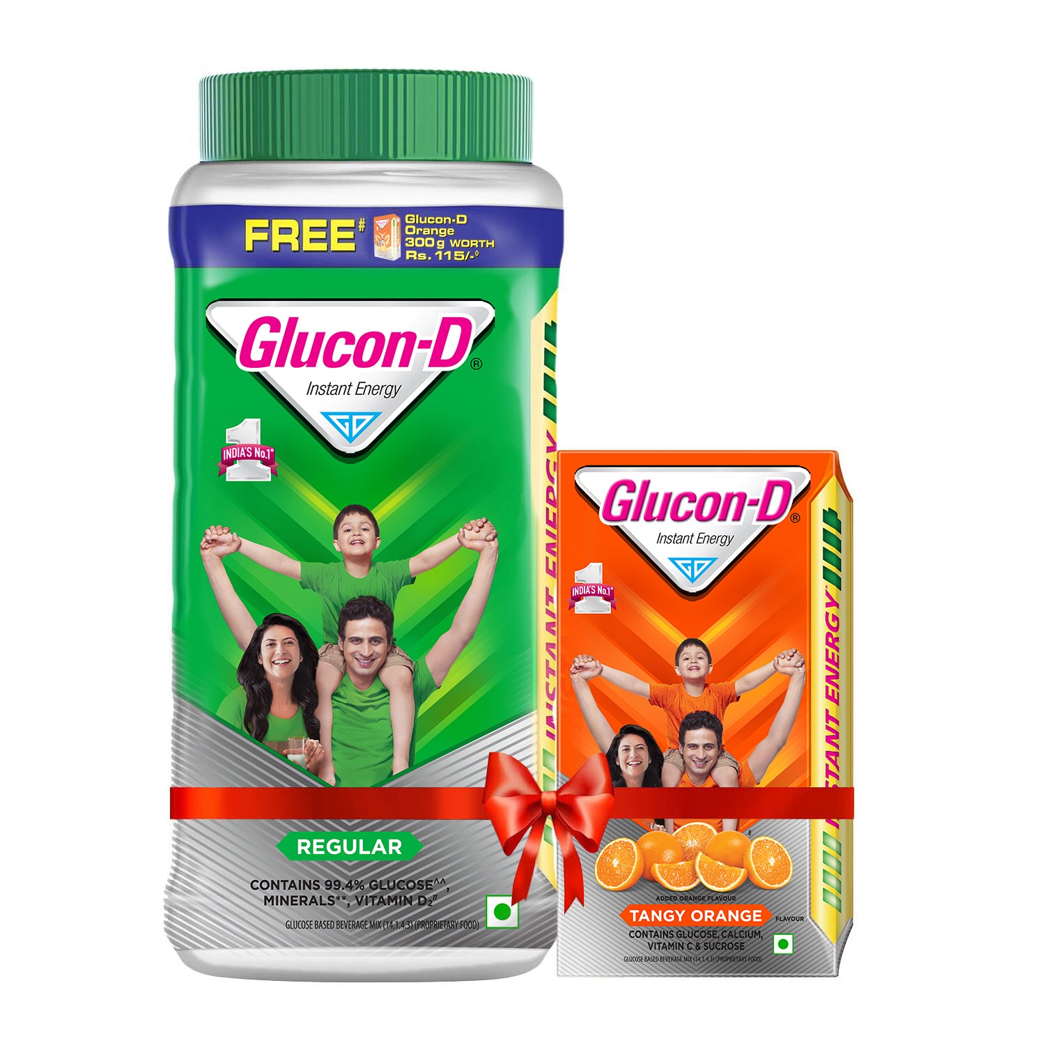 Glucon-D Instant Energy Health Drink Regular 1 kg Jar (Get Tangy Orange 300 g Refill Free)