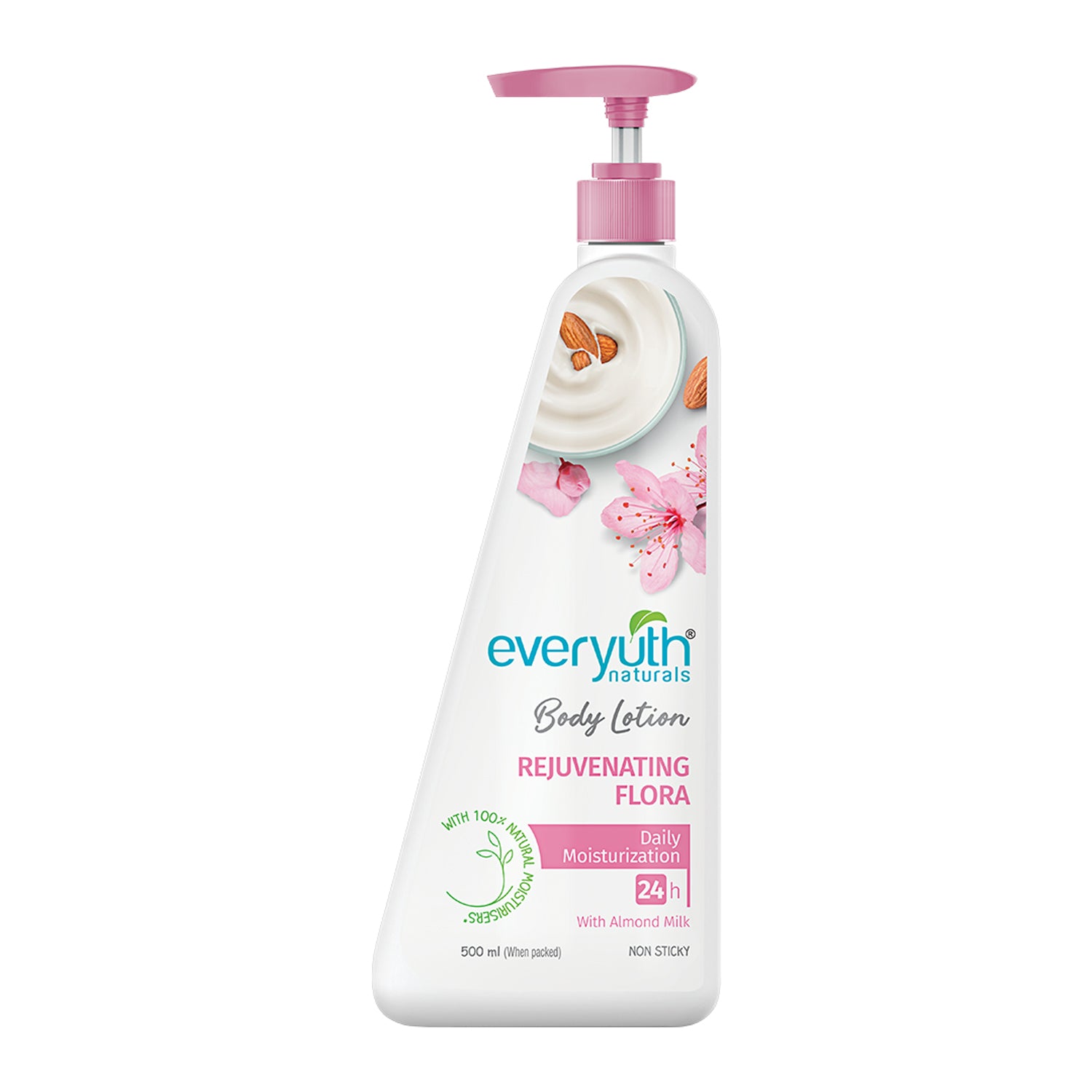Everyuth Naturals Body Lotion Rejuvenating Flora| Non- Sticky|24 hr Moisturization|For all skin types |for Men & Women|100% Natural Almond Milk - 500ml