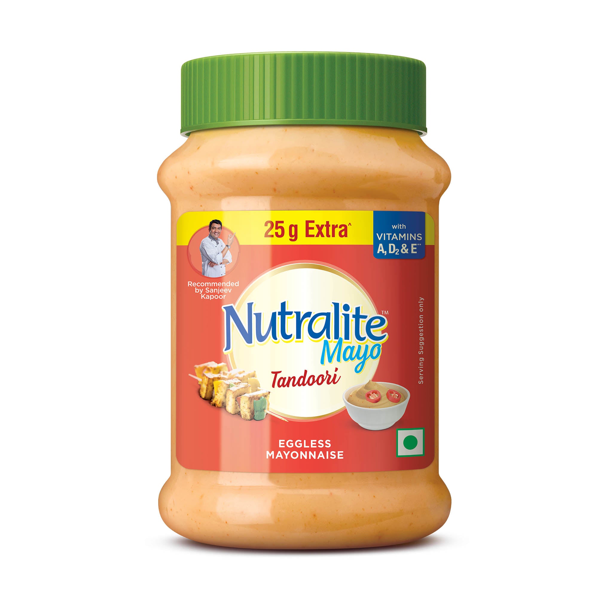 Nutralite Tandoori Mayo 300 Gram (275 Gram With 25 G Extra)|Eggless Mayonnaise | Enriched With Vitamins A, D2, And E| Creamy & Cheesy Veg Mayonnaise| Easy To Scoop & Spread