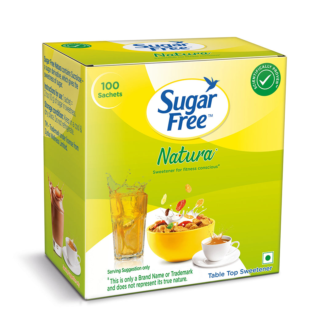 Sugar Free Natura, 100 Sachet | Equivalent to Sweetness from 1Kg Sugar |100% Safe| Scientifically Proven & Tested|Sweet like Sugar but with zero calories| 75 g
