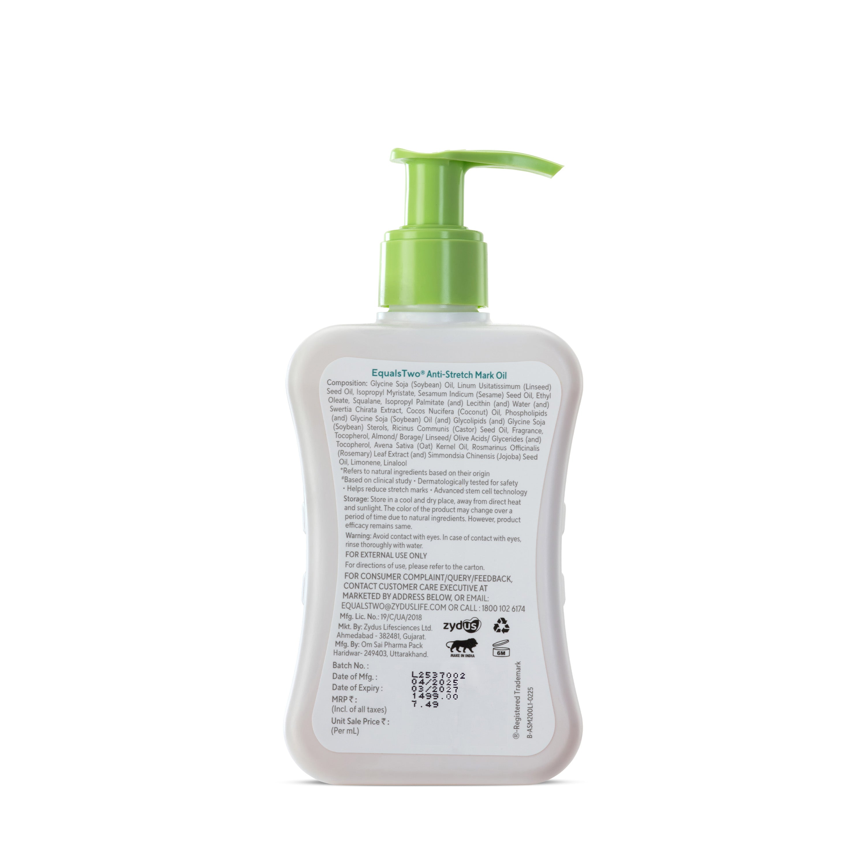 EqualsTwo Anti Stretch Mark Oil (200 ml, Carton)