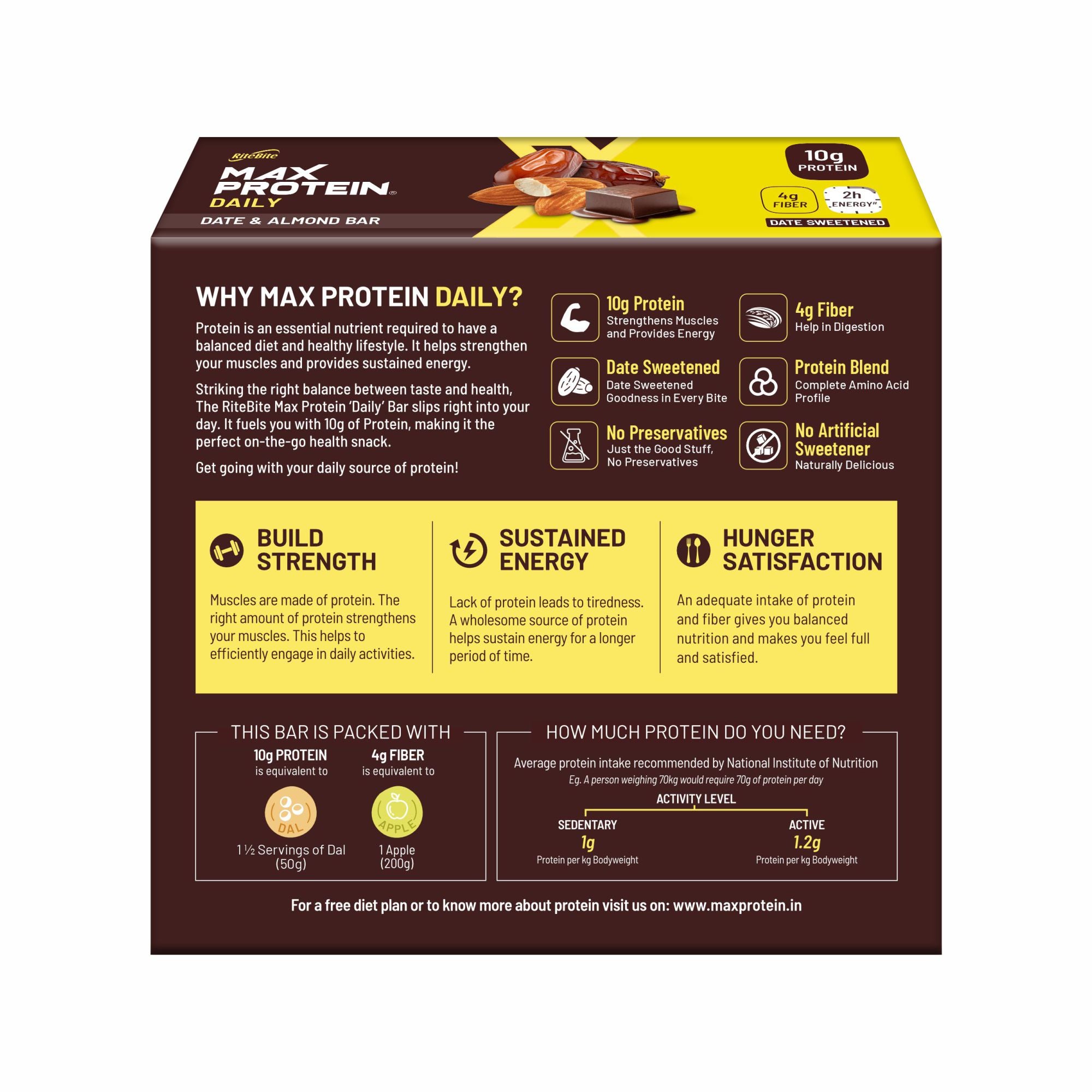 Max Protein Daily Date & Almond Bar (Pack of 6)