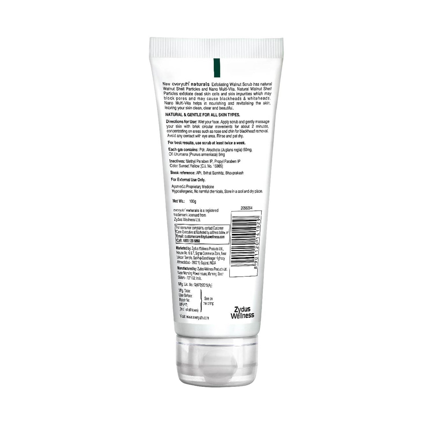 Everyuth Naturals Exfoliating Walnut Scrub Gentle Face Scrub|Paraben Free|With Walnut Shell Particles|Removes Blackhead & Dead Skin Cells|For Oily, Dry, Normal, Combination & Sensitive Skin - 100 gm