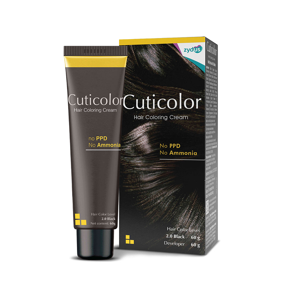 Cuticolor Permanent Hair Color Cream|#1 Dr prescribed|Suitable for Sensitive Skin|Eco Mechanism for Preserving Scalp Health|No Ammonia|No PPD|Enriched with Portulaca & Boseivela Extracts - Black (60g)