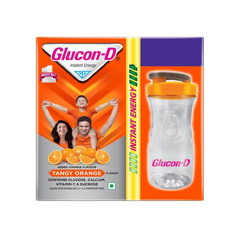 Glucon-D Instant Energy Health Drink Tangy Orange - 450g Refill (Free Sipper)
